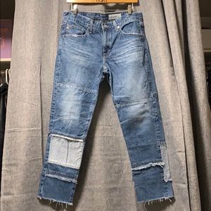 High waisted ribbed bottom boyfriend jeans mother